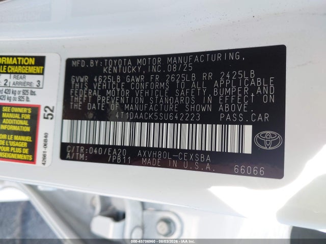 4T1DAACK5SU642223 Toyota CAMRY SE