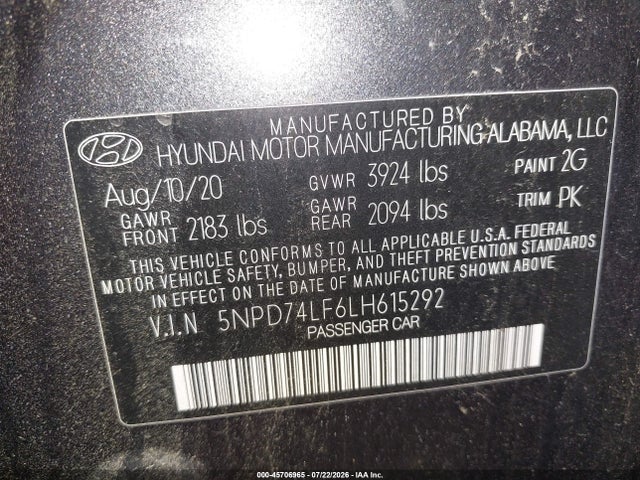 Hyundai ELANTRA SE 2020 5NPD74LF6LH615292 Image 9