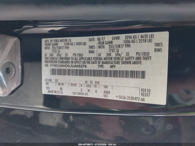 Ford ESCAPE SEL 2018 1FMCU0HD0JUA05276 Image 9