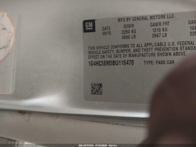Aukcja sprzedaży 2011 Buick Lucerne Cxl, vin: 1G4HC5EM3BU116478, numer aukcji: 45707030