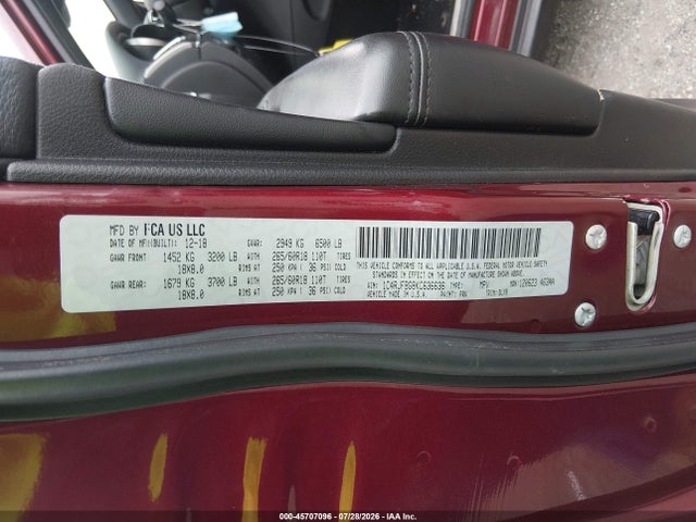 45707096 :رقم المزاد ، 1C4RJFBG8KC636636 vin ، 2019 Jeep Grand Cherokee Limited 4x4 مزاد بيع