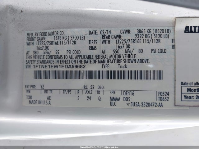Ford E-150 Commercial 2014 1FTNE1EW1EDA59682 Image 9