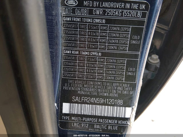 Продаж на аукціоні авто 2009 Land Rover Lr2 Hse, vin: SALFR24N59H120188, номер лоту: 45707115