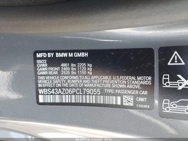 Продаж на аукціоні авто 2023 Bmw M4 Competition Xdrive, vin: WBS43AZ06PCL79055, номер лоту: 45707119