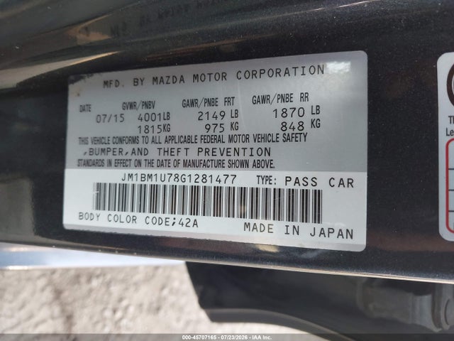 Продаж на аукціоні авто 2016 Mazda Mazda3 I Sport, vin: JM1BM1U78G1281477, номер лоту: 45707165