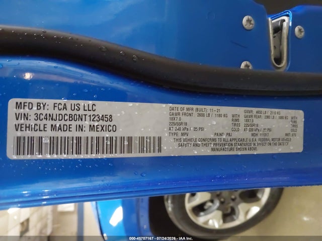 Продаж на аукціоні авто 2022 Jeep Compass Limited 4x4, vin: 3C4NJDCB0NT123458, номер лоту: 45707167