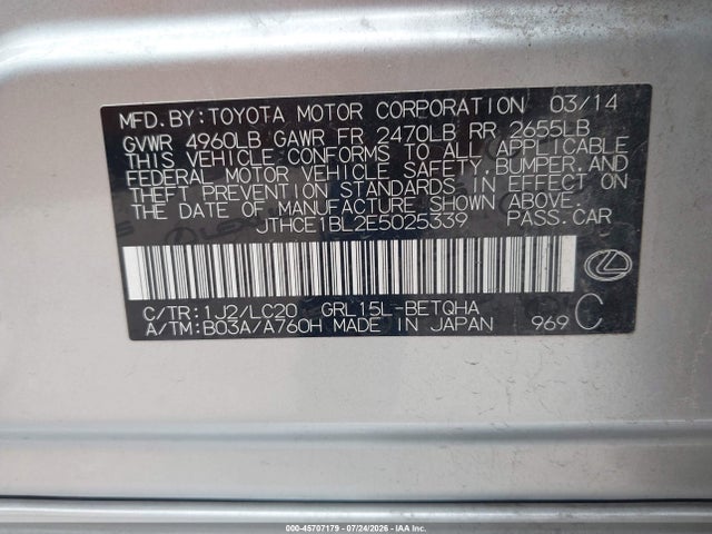 Продажа на аукционе авто 2014 Lexus Gs 350, vin: JTHCE1BL2E5025339, номер лота: 45707179
