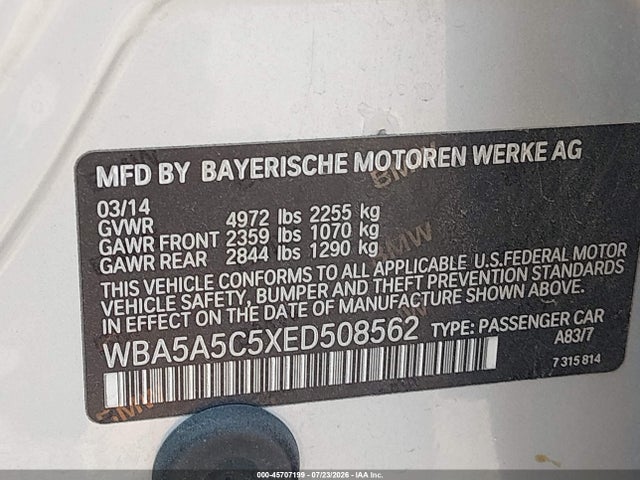 BMW 528I 2014 WBA5A5C5XED508562 Image 9