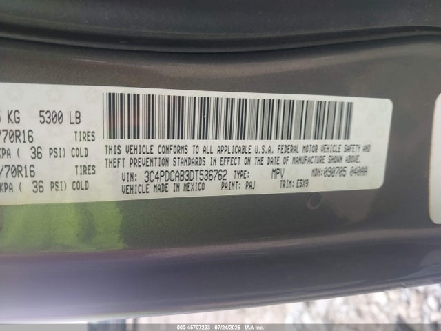 2013 Dodge Journey Se მანქანა იყიდება აუქციონზე, vin: 3C4PDCAB3DT536762, აუქციონის ნომერი: 45707223