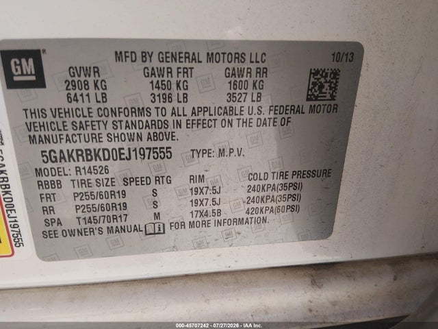 Buick Enclave Leather 2014 5GAKRBKD0EJ197555 Image 9