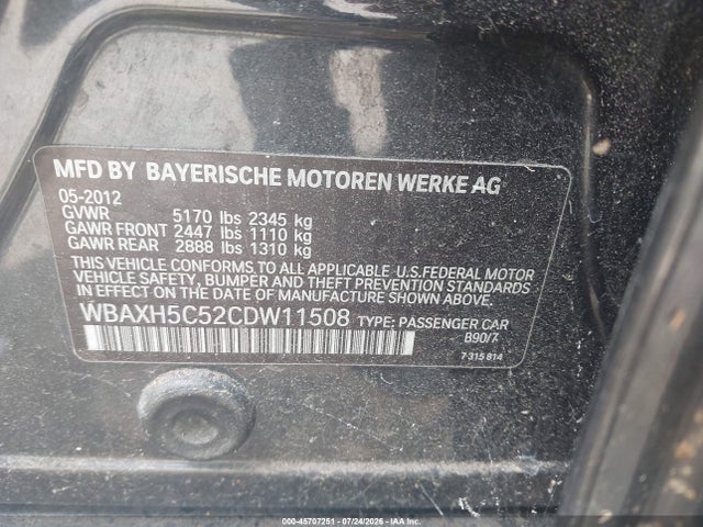 Продажа на аукционе авто 2012 Bmw 528i Xdrive, vin: WBAXH5C52CDW11508, номер лота: 45707251