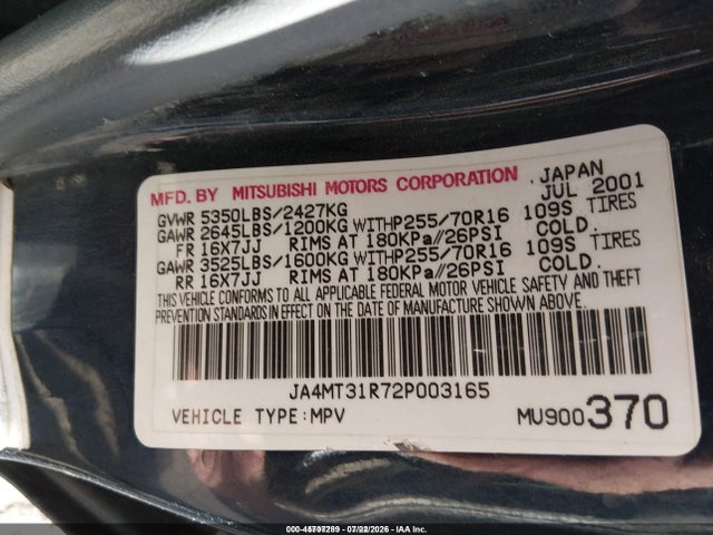 Продажа на аукционе авто 2002 Mitsubishi Montero Sport Xls, vin: JA4MT31R72P003165, номер лота: 45707289