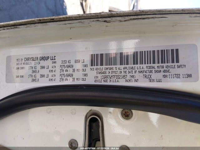 Продажа на аукционе авто 2015 Ram 1500 Laramie Longhorn, vin: 1C6RR7WM7FS521057, номер лота: 45707366