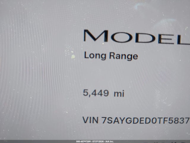 Продаж на аукціоні авто 2026 Tesla Model Y Premium Rear-wheel Drive/rear-wheel Drive, vin: 7SAYGDED0TF583762, номер лоту: 45707389