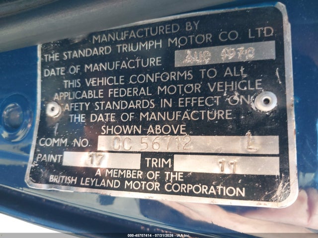 Aukcja sprzedaży 1971 Triumph Tr6, vin: CC56712L, numer aukcji: 45707414