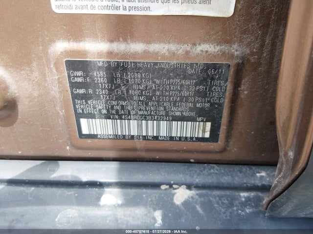 Продаж на аукціоні авто 2011 Subaru Outback 2.5i Premium, vin: 4S4BRCGC3B3432949, номер лоту: 45707415