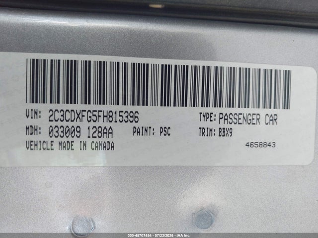Продаж на аукціоні авто 2015 Dodge Charger Se, vin: 2C3CDXFG5FH815396, номер лоту: 45707454