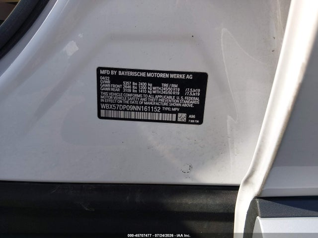 Продажа на аукционе авто 2022 Bmw X3 Xdrive30i, vin: WBX57DP09NN161152, номер лота: 45707477