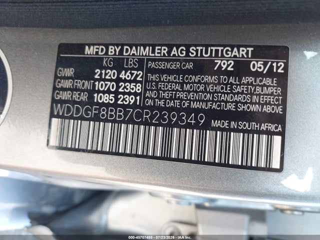 Продаж на аукціоні авто 2012 Mercedes-benz C 300 Luxury 4matic/sport 4matic, vin: WDDGF8BB7CR239349, номер лоту: 45707485