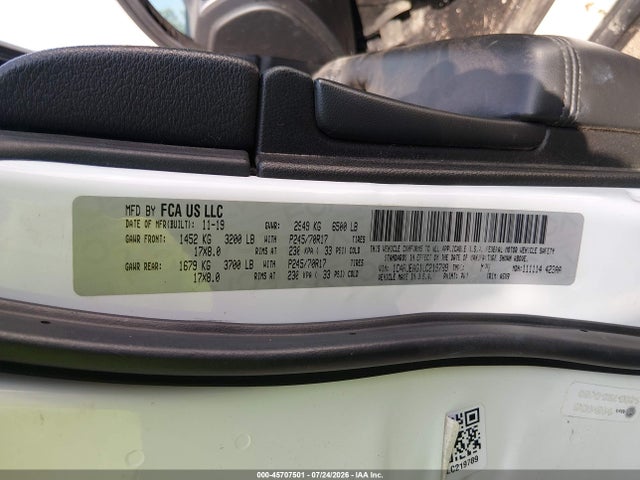 45707501 :رقم المزاد ، 1C4RJEAG1LC219789 vin ، 2020 Jeep Grand Cherokee Laredo E 4x2 مزاد بيع