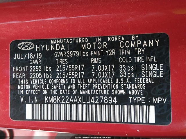 Hyundai Kona Sel 2020 KM8K22AAXLU427894 Image 9