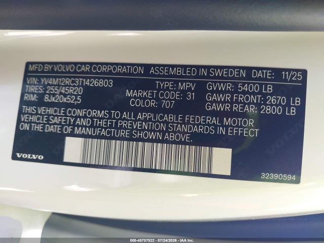 Volvo Xc60 B5 Plus 2026 YV4M12RC3T1426803 Image 9