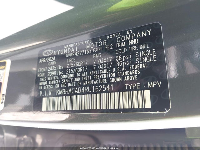 Продаж на аукціоні авто 2024 Hyundai Kona Se, vin: KM8HACAB4RU162541, номер лоту: 45707563