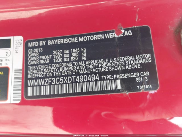 Продаж на аукціоні авто 2013 Mini Clubman Cooper, vin: WMWZF3C5XDT490494, номер лоту: 45707573