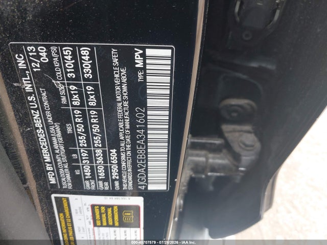 Mercedes-Benz Ml 350 Bluetec 4matic 2014 4JGDA2EB8EA341602 Image 9