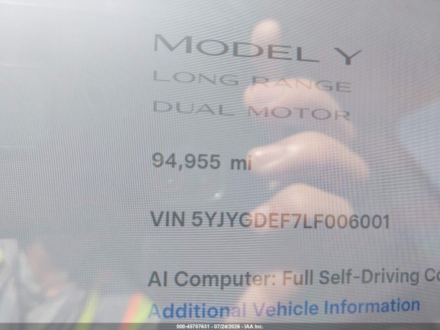 5YJYGDEF7LF006001 Tesla Model Y Long Range Dual Motor All-wheel Drive/performance Dual Motor All-wheel Drive