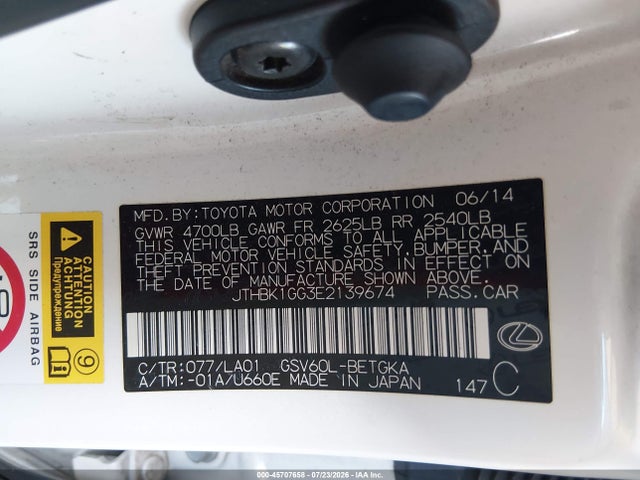 Продажа на аукционе авто 2014 Lexus Es 350, vin: JTHBK1GG3E2139674, номер лота: 45707658