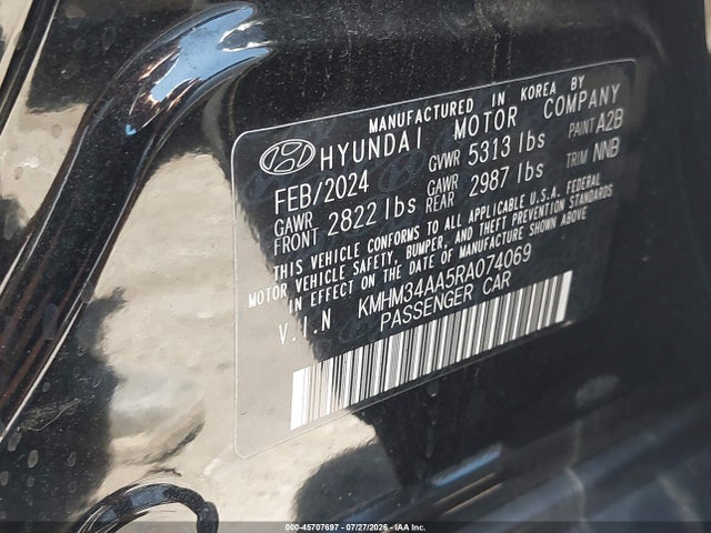 2024 Hyundai Ioniq 6 Sel მანქანა იყიდება აუქციონზე, vin: KMHM34AA5RA074069, აუქციონის ნომერი: 45707697