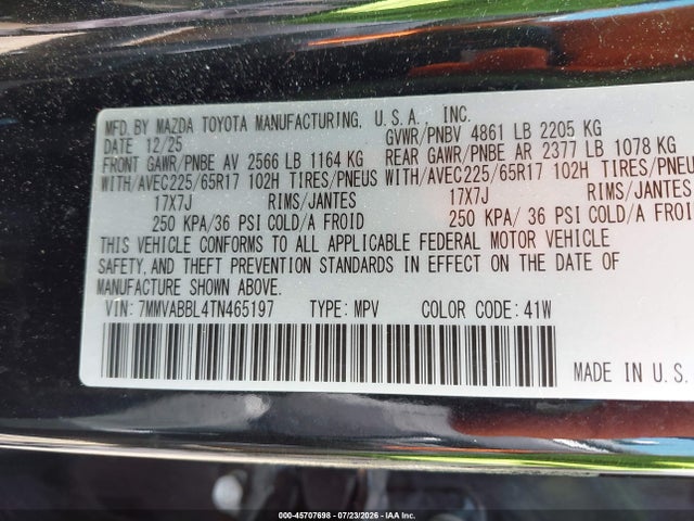 Aukcja sprzedaży 2026 Mazda Cx-50 2.5 S Preferred, vin: 7MMVABBL4TN465197, numer aukcji: 45707698