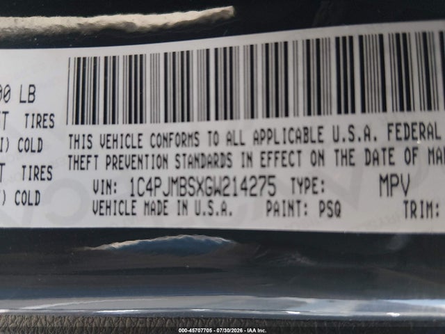 1C4PJMBSXGW214275 Jeep Cherokee Trailhawk