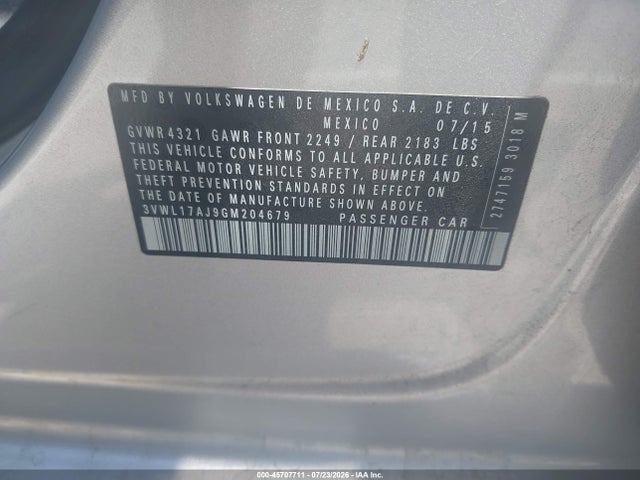 3VWL17AJ9GM204679 Volkswagen Jetta 1.8t Sel