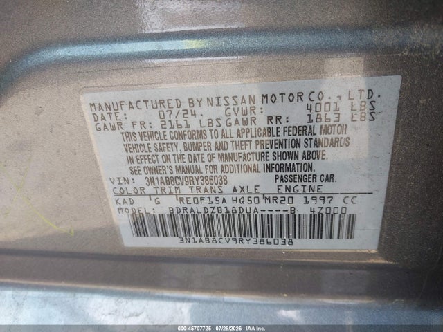 45707725 :رقم المزاد ، 3N1AB8CV9RY386038 vin ، 2024 Nissan Sentra Sv Xtronic Cvt مزاد بيع