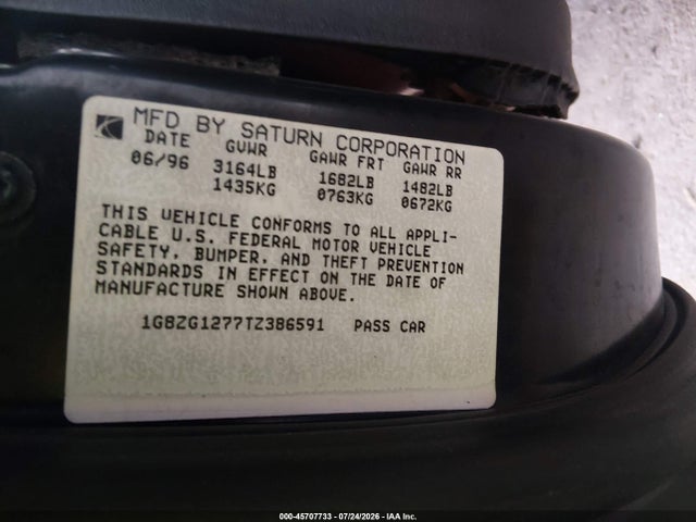 45707733 :رقم المزاد ، 1G8ZG1277TZ386591 vin ، 1996 Saturn Sc2 مزاد بيع