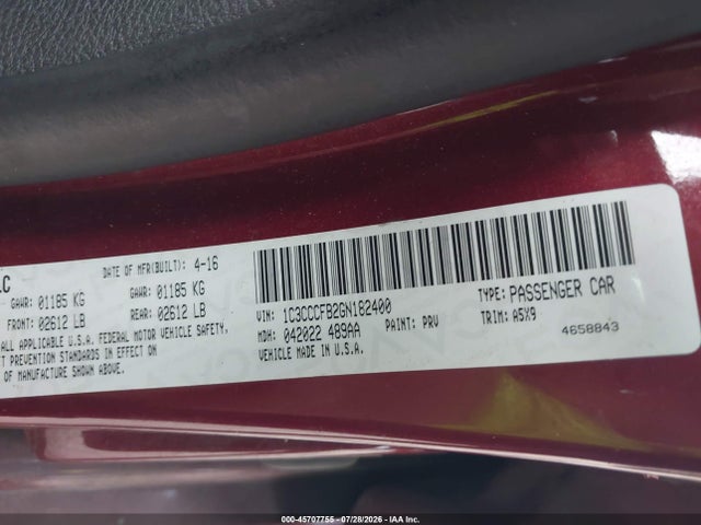 Aukcja sprzedaży 2016 Chrysler 200 Touring, vin: 1C3CCCFB2GN182400, numer aukcji: 45707755