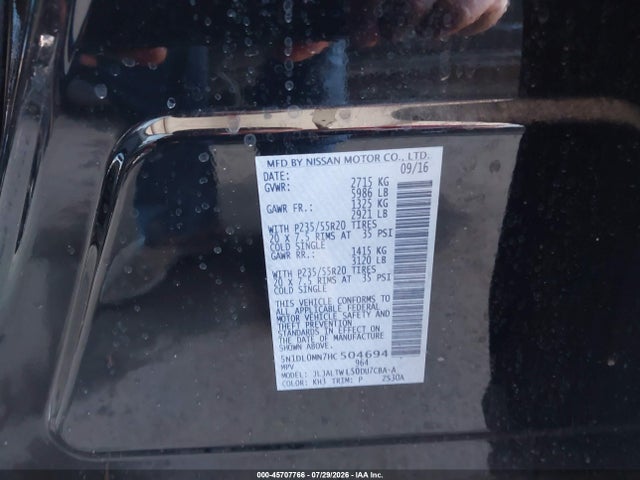Aukcja sprzedaży 2017 Infiniti Qx60, vin: 5N1DL0MN7HC504694, numer aukcji: 45707766