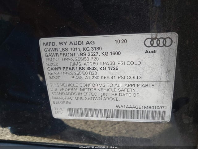 Audi E-tron Premium Quattro 2021 WA1AAAGE1MB010971 Image 9