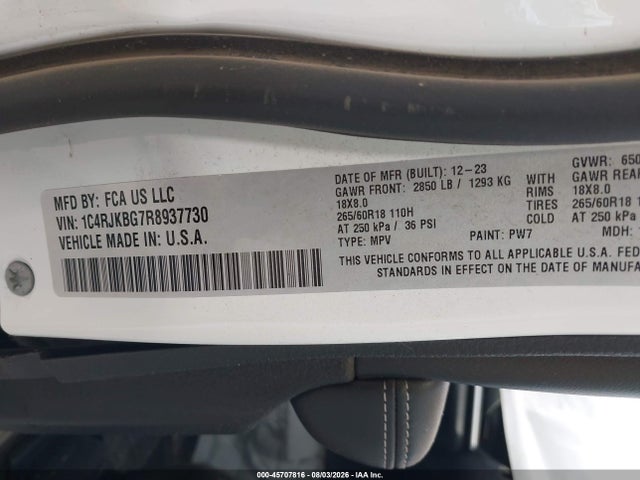 2024 Jeep Grand Cherokee L Limited 4x4 მანქანა იყიდება აუქციონზე, vin: 1C4RJKBG7R8937730, აუქციონის ნომერი: 45707816