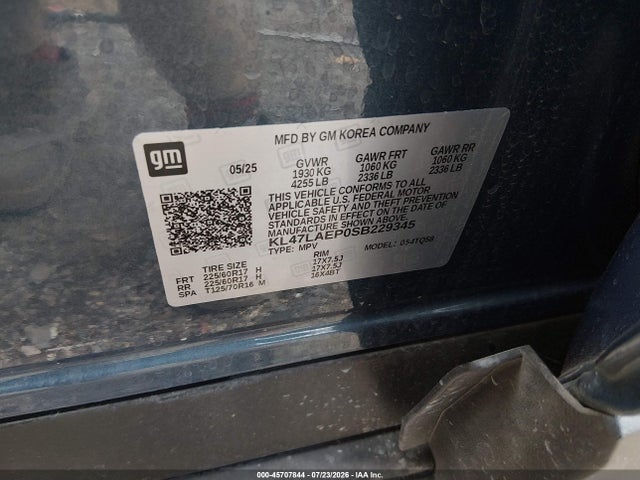 45707844 :رقم المزاد ، KL47LAEP0SB229345 vin ، 2025 Buick Envista Preferred Fwd مزاد بيع