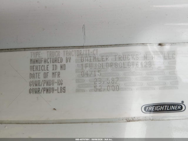 45707891 :رقم المزاد ، 1FUJGLDR8GLGV6428 vin ، 2016 Freightliner Cascadia 125 مزاد بيع