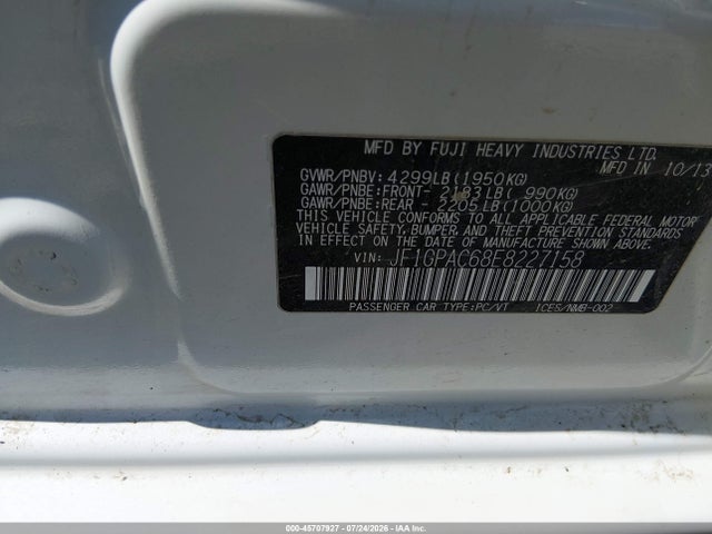 45707927 :رقم المزاد ، JF1GPAC68E8227158 vin ، 2014 Subaru Impreza 2.0i Premium مزاد بيع