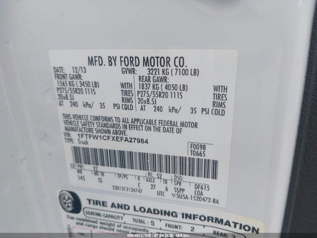 Ford F-150 Stx 2014 1FTFW1CFXEFA27984 Image 9