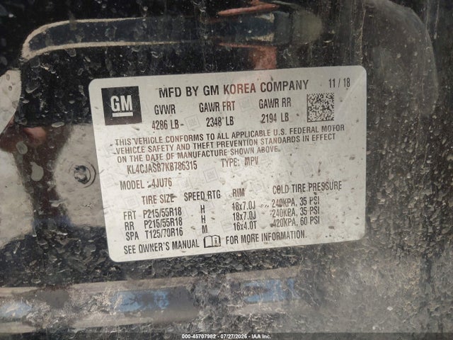 Продаж на аукціоні авто 2019 Buick Encore Fwd Preferred, vin: KL4CJASB7KB786315, номер лоту: 45707982