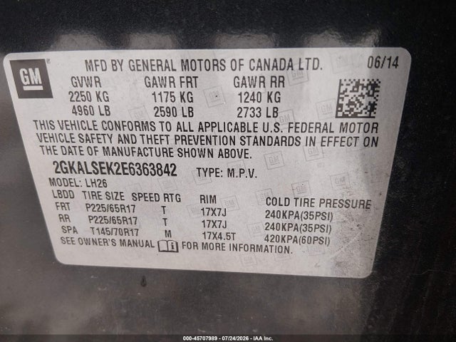 Продаж на аукціоні авто 2014 Gmc Terrain Slt-1, vin: 2GKALSEK2E6363842, номер лоту: 45707989
