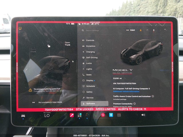 45708051 :رقم المزاد ، 7SAYGDEF1NF507584 vin ، 2022 Tesla Model Y Performance Dual Motor All-wheel Drive مزاد بيع