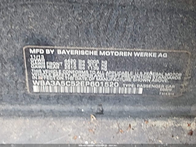 45708096 :رقم المزاد ، WBA3A5C52EP601520 vin ، 2014 Bmw 328i مزاد بيع