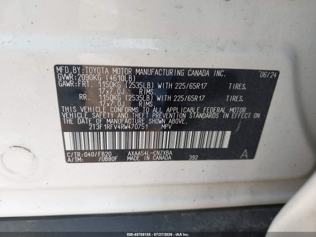 2T3F1RFV4RW470751 Toyota RAV4 LE